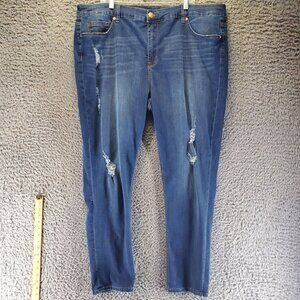 Melissa McCarthy & Seven7 Jeans Womens 24W Blue Skinny Distressed Denim Stretch